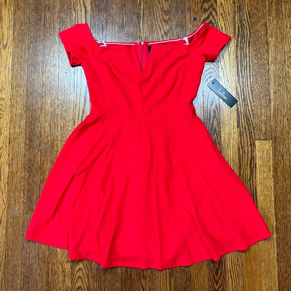 Lulus Dresses & Skirts - NWT Lulu's Play the Party Red Off-the-Shoulder Skater Dress Women's Size Medium